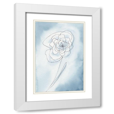 Blue Line II White Modern Wood Framed Art Print with Double Matting by Lee, Judson