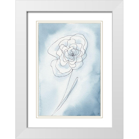 Blue Line II White Modern Wood Framed Art Print with Double Matting by Lee, Judson