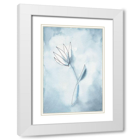 Blue Line III White Modern Wood Framed Art Print with Double Matting by Lee, Judson