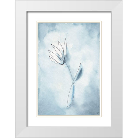 Blue Line III White Modern Wood Framed Art Print with Double Matting by Lee, Judson