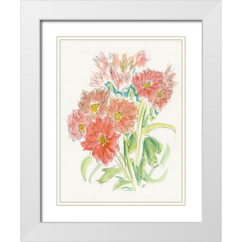 Ink Wash Bouquet White Modern Wood Framed Art Print with Double Matting by Lee, Judson