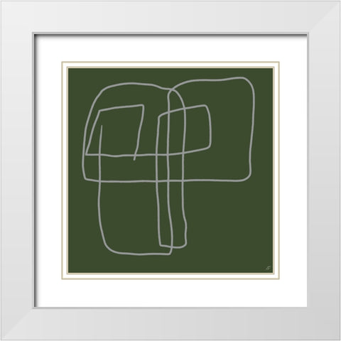 Scribbles on Green White Modern Wood Framed Art Print with Double Matting by Lee, Judson