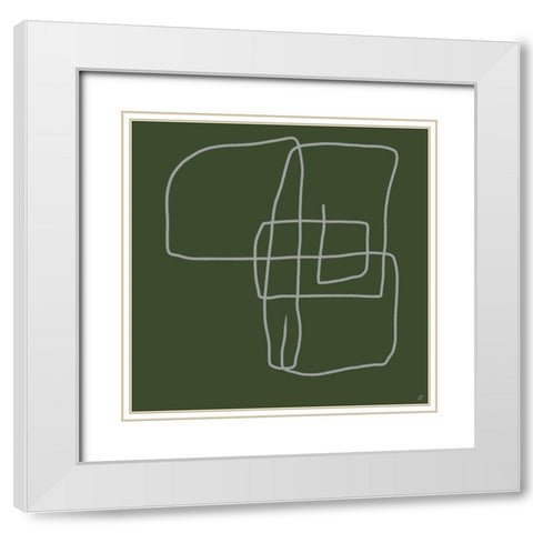 Scribbles on Green II White Modern Wood Framed Art Print with Double Matting by Lee, Judson