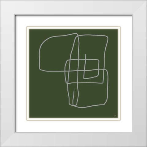 Scribbles on Green II White Modern Wood Framed Art Print with Double Matting by Lee, Judson