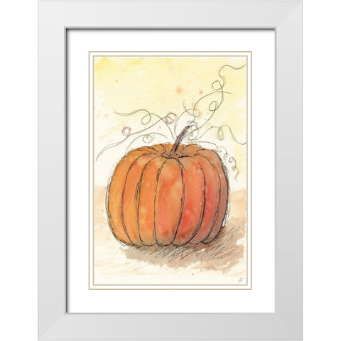 Fall Pumpkin White Modern Wood Framed Art Print with Double Matting by Lee, Judson