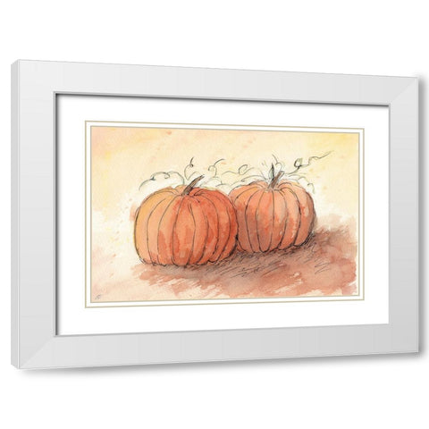 Fall Pumpkin II White Modern Wood Framed Art Print with Double Matting by Lee, Judson