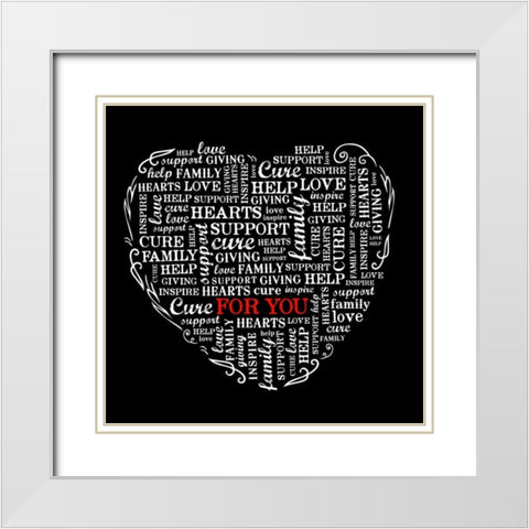 Heart White Modern Wood Framed Art Print with Double Matting by Longfellow Designs