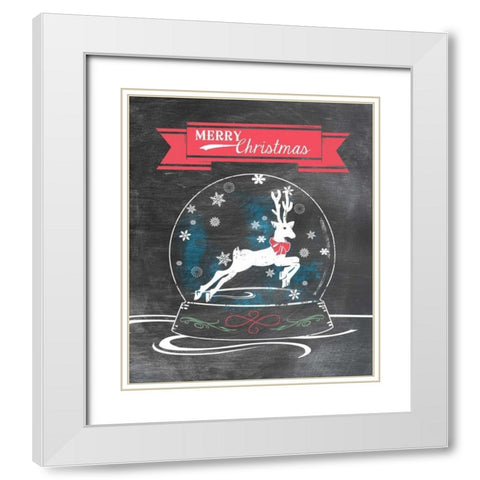 Merry Christmas - Red White Modern Wood Framed Art Print with Double Matting by Longfellow Designs