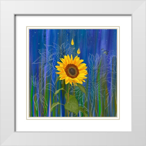 Sunflower White Modern Wood Framed Art Print with Double Matting by Longfellow Designs
