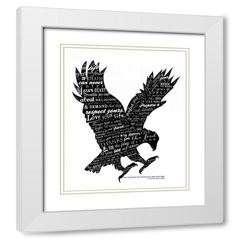 Eagle Black and White White Modern Wood Framed Art Print with Double Matting by Longfellow Designs