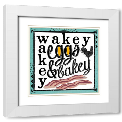 Wakey White Modern Wood Framed Art Print with Double Matting by Longfellow Designs