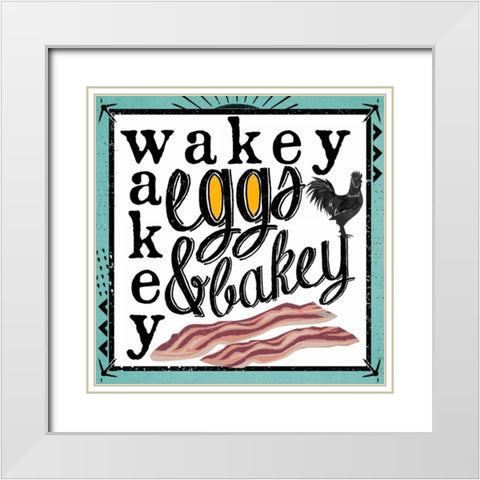 Wakey White Modern Wood Framed Art Print with Double Matting by Longfellow Designs