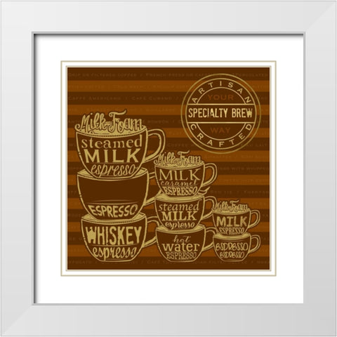 Specialty Brew White Modern Wood Framed Art Print with Double Matting by Designs, Longfellow