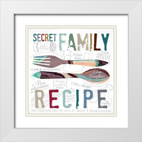 Family Recipe White Modern Wood Framed Art Print with Double Matting by Longfellow Designs
