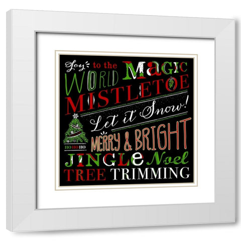 Holiday Happiness White Modern Wood Framed Art Print with Double Matting by Longfellow Designs