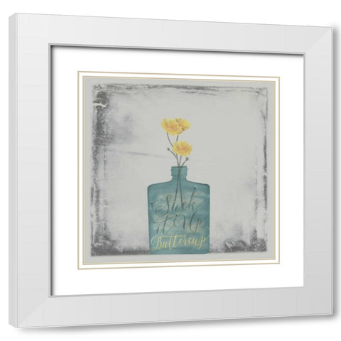 Buttercup White Modern Wood Framed Art Print with Double Matting by Longfellow Designs