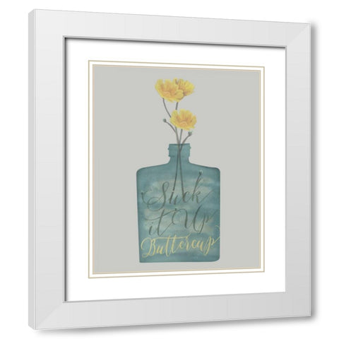Buttercup II White Modern Wood Framed Art Print with Double Matting by Longfellow Designs
