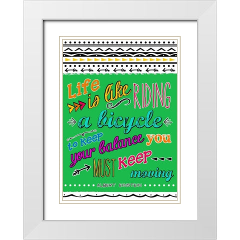 Bicycle White Modern Wood Framed Art Print with Double Matting by Longfellow Designs