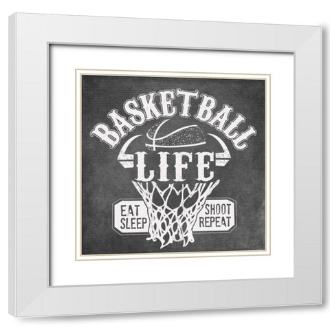 Basketball Life White Modern Wood Framed Art Print with Double Matting by Longfellow Designs