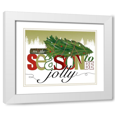 To Be Jolly White Modern Wood Framed Art Print with Double Matting by Longfellow Designs