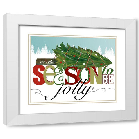 To Be Jolly II White Modern Wood Framed Art Print with Double Matting by Longfellow Designs