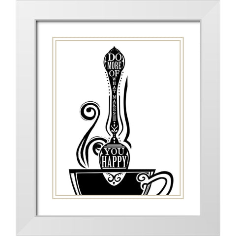 Do More Spoon White Modern Wood Framed Art Print with Double Matting by Longfellow Designs
