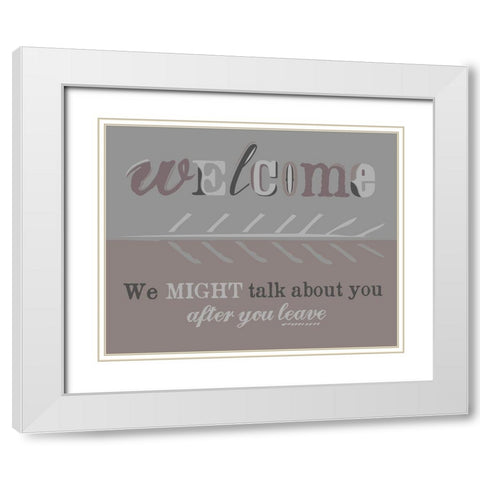 Welcome White Modern Wood Framed Art Print with Double Matting by Longfellow Designs