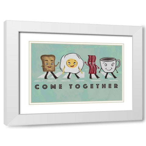 Come Together White Modern Wood Framed Art Print with Double Matting by Longfellow Designs