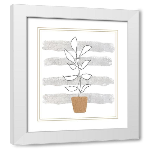 Scandi Plant White Modern Wood Framed Art Print with Double Matting by Longfellow Designs