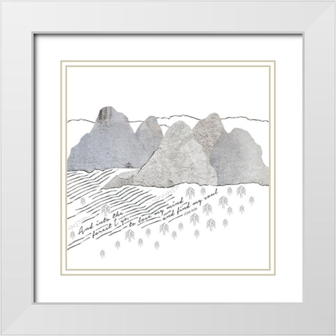 Into the Forest White Modern Wood Framed Art Print with Double Matting by Longfellow Designs