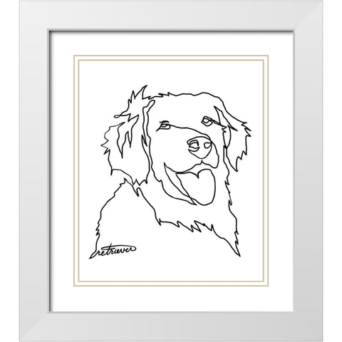 Retriever White Modern Wood Framed Art Print with Double Matting by Longfellow Designs