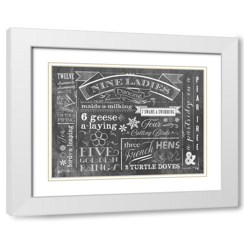 12 Days of Christmas White Modern Wood Framed Art Print with Double Matting by Longfellow Designs