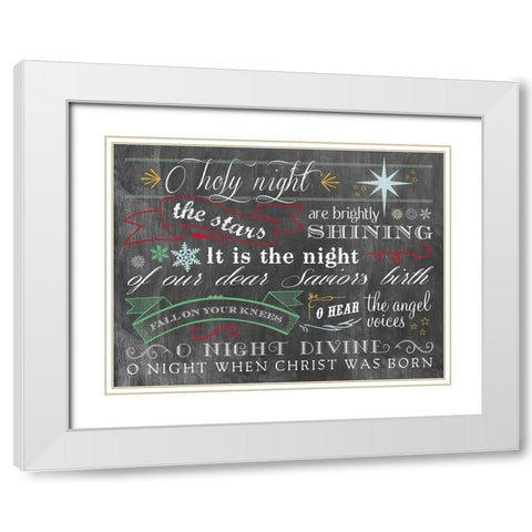 O Holy Night - Color White Modern Wood Framed Art Print with Double Matting by Longfellow Designs