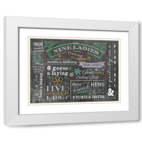 12 Days - Color White Modern Wood Framed Art Print with Double Matting by Longfellow Designs