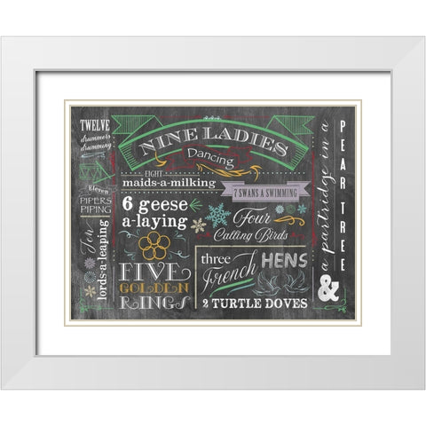 12 Days - Color White Modern Wood Framed Art Print with Double Matting by Longfellow Designs