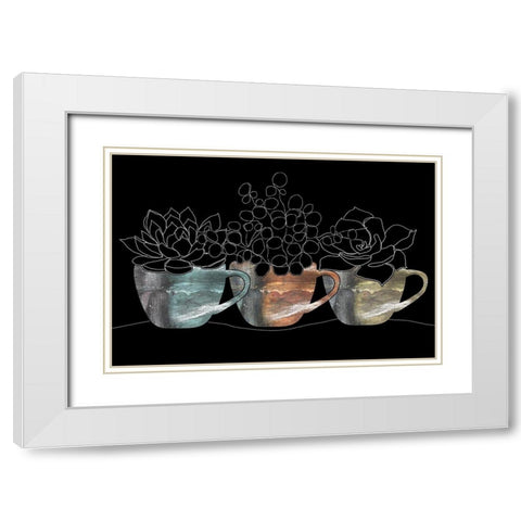 Succulent Series White Modern Wood Framed Art Print with Double Matting by Longfellow Designs