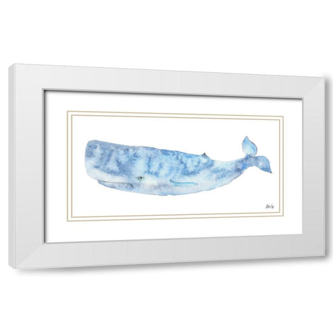 Whale White Modern Wood Framed Art Print with Double Matting by Fay, Mela