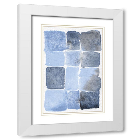 Blue Abstract II White Modern Wood Framed Art Print with Double Matting by Fay, Mela