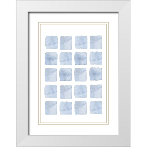 Blue Abstract III White Modern Wood Framed Art Print with Double Matting by Fay, Mela