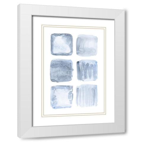 Blue Abstract IV White Modern Wood Framed Art Print with Double Matting by Fay, Mela