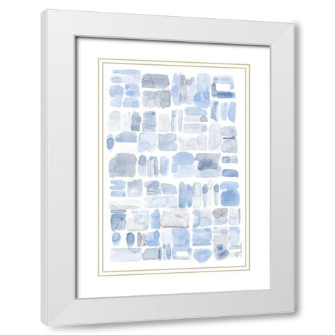 Blue Abstract V White Modern Wood Framed Art Print with Double Matting by Fay, Mela