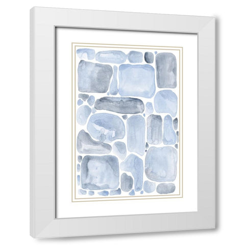 Blue Abstract VI White Modern Wood Framed Art Print with Double Matting by Fay, Mela