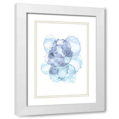 Blue Abstract VII White Modern Wood Framed Art Print with Double Matting by Fay, Mela