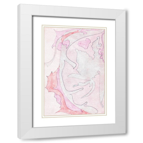Pink Abstract I White Modern Wood Framed Art Print with Double Matting by Fay, Mela