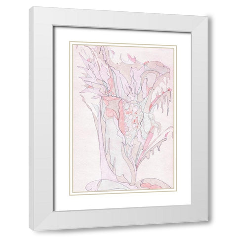 Pink Abstract II White Modern Wood Framed Art Print with Double Matting by Fay, Mela