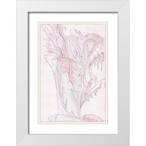 Pink Abstract II White Modern Wood Framed Art Print with Double Matting by Fay, Mela