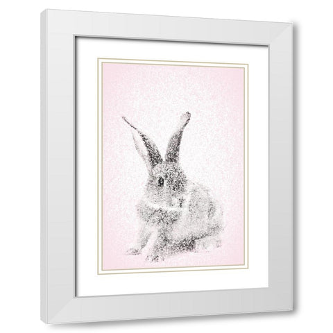Pink Bunny I White Modern Wood Framed Art Print with Double Matting by Fay, Mela