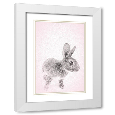 Pink Bunny II White Modern Wood Framed Art Print with Double Matting by Fay, Mela