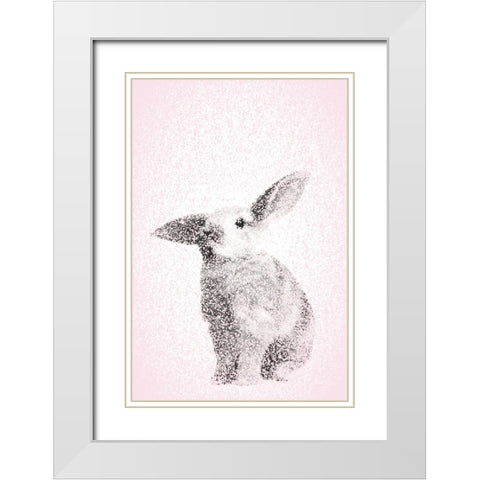 Pink Bunny III White Modern Wood Framed Art Print with Double Matting by Fay, Mela