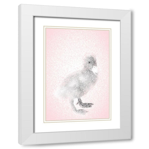 Pink Duckling I White Modern Wood Framed Art Print with Double Matting by Fay, Mela